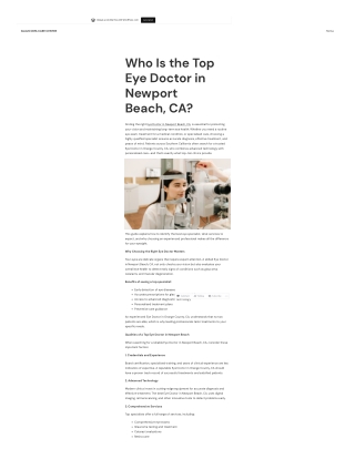 Who Is the Top Eye Doctor in Newport Beach, CA?