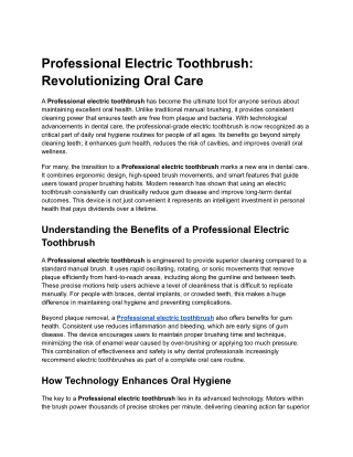 Professional electric toothbrush
