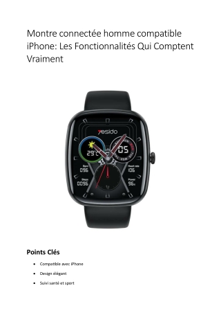 Montre connectée homme compatible iPhone: Les Fonctionnalités Qui Comptent