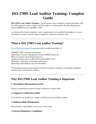 ISO 27001 Lead Auditor Training