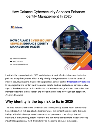 How Calance Cybersecurity Services Enhance Identity Management In 2025