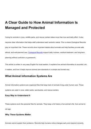 A Clear Guide to How Animal Information Is Managed and Protected
