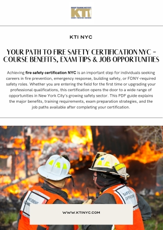 Your Path to Fire Safety Certification NYC – Course Benefits, Exam Tips & Job Op