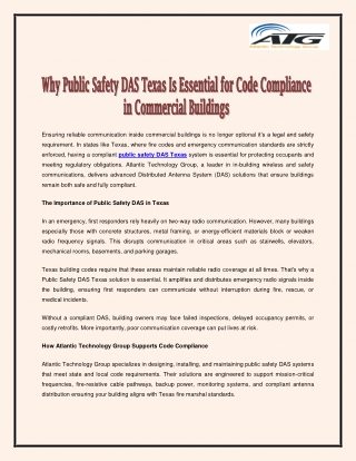 Why Public Safety DAS Texas Is Essential for Code Compliance in Commercial Building
