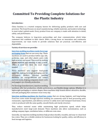 Committed To Providing Complete Solutions for the Plastic Industry