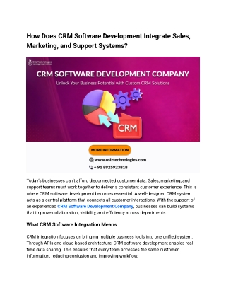 How Does CRM Software Development Integrate Sales, Marketing, and Support Systems