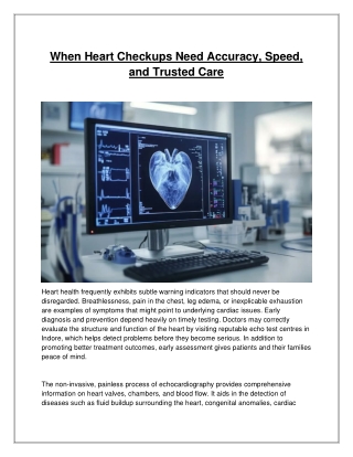 When Heart Checkups Need Accuracy, Speed, and Trusted Care