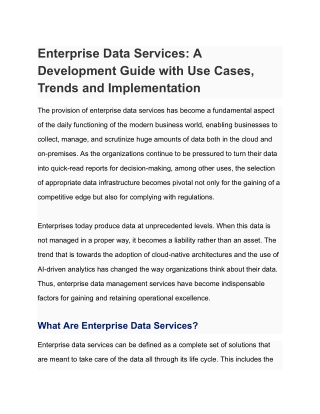 Enterprise Data Services | Scalable Data Management & Analytics