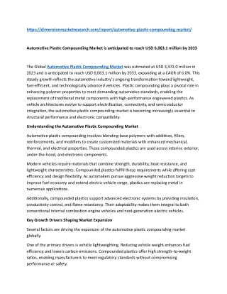 Automotive Plastic Compounding Market
