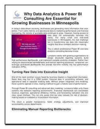 Why Data Analytics & Power BI Consulting Are Essential for Growing Businesses in Minneapolis