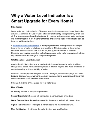 Why a Water Level Indicator Is a Smart Upgrade for Every Home