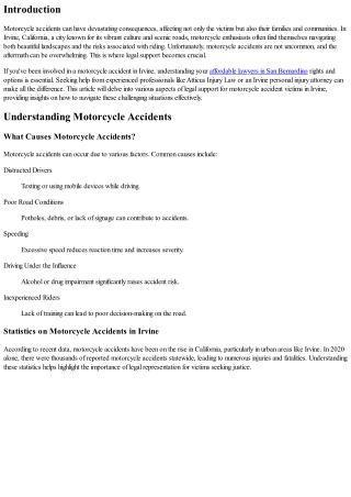 Legal Support for Motorcycle Accident Victims: An Irvine Perspective