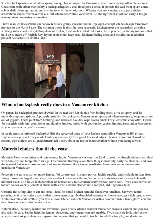 Kitchen Backsplash Installation Vancouver: Protect and Personalize
