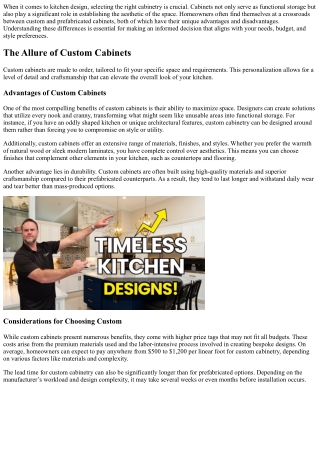 Making Sense of Custom vs. Prefabricated Cabinets For coQuitLam Kitchens