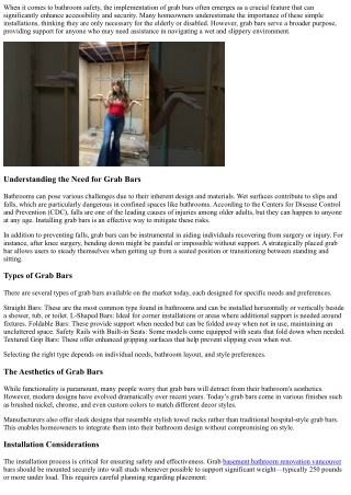 Safety First! Adding Grab Bars To Ensure Accessibility And Security In All Bathr