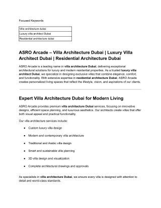 ASRO Arcade _ Luxury Villa Architect Dubai & Residential Architecture Experts