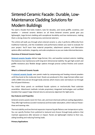 Sintered Ceramic Facade: Durable, Low-Maintenance Cladding Solutions for Modern