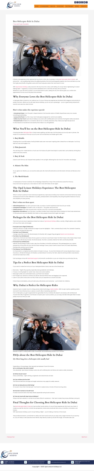 Helicopter Ride In Dubai