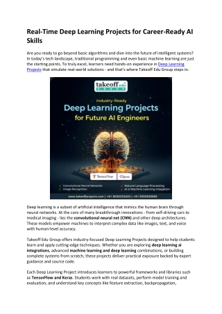 Real-Time Deep Learning Projects for Career-Ready AI Skills