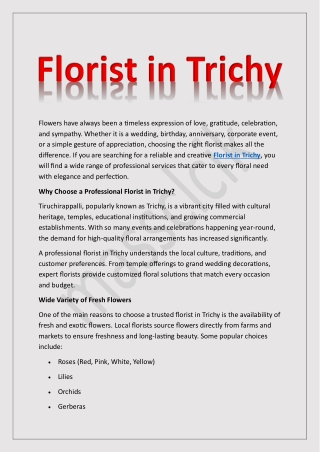 Florist in Trichy