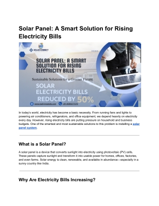 Solar Panel_ A Smart Solution for Rising Electricity Bills
