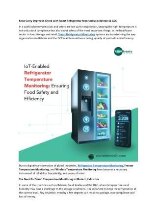 Keep Every Degree in Check with Smart Refrigerator Monitoring in Bahrain & GCCKe