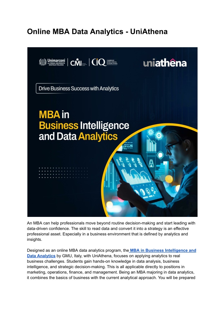 PPT - Online MBA Data Analytics - UniAthena PowerPoint Presentation ...