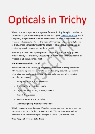 Opticals in trichy