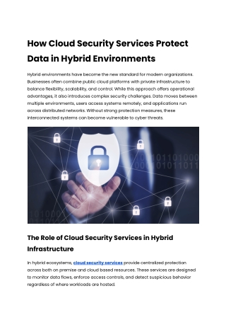 How Cloud Security Services Protect Data in Hybrid Environments