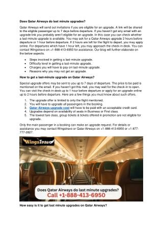 Does Qatar Airways do last minute upgrades?