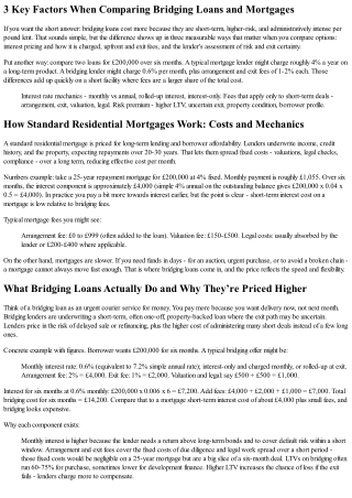 Why Bridging Loans Cost More Than Mortgages: Clear, Numbers-First Explanation