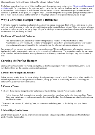 Christmas Hamper for Event Planner Gifting: The Ultimate Holiday Toolkit