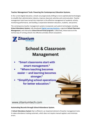 Teacher Management Tools: Powering the Contemporary Education Systems