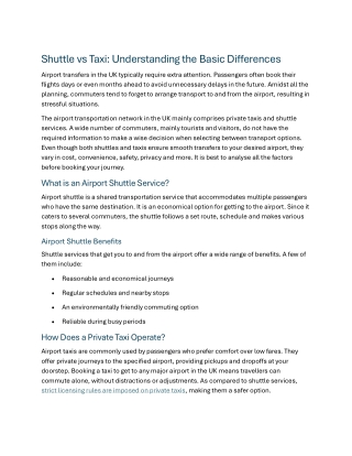 Shuttle vs Taxi: Understanding the Basic Differences