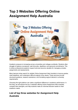 Top 3 Websites Offering Online Assignment Help Australia