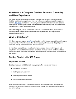 X99 Game – A Complete Guide to Features, Gameplay, and User Experience