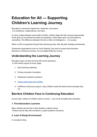 Yht - Education for All — Supporting Children’s Learning Journey