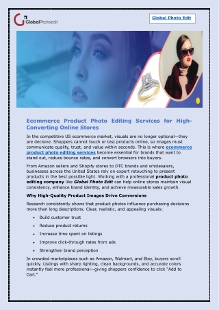 Ecommerce Product Photo Editing Services for Professional Online Stores
