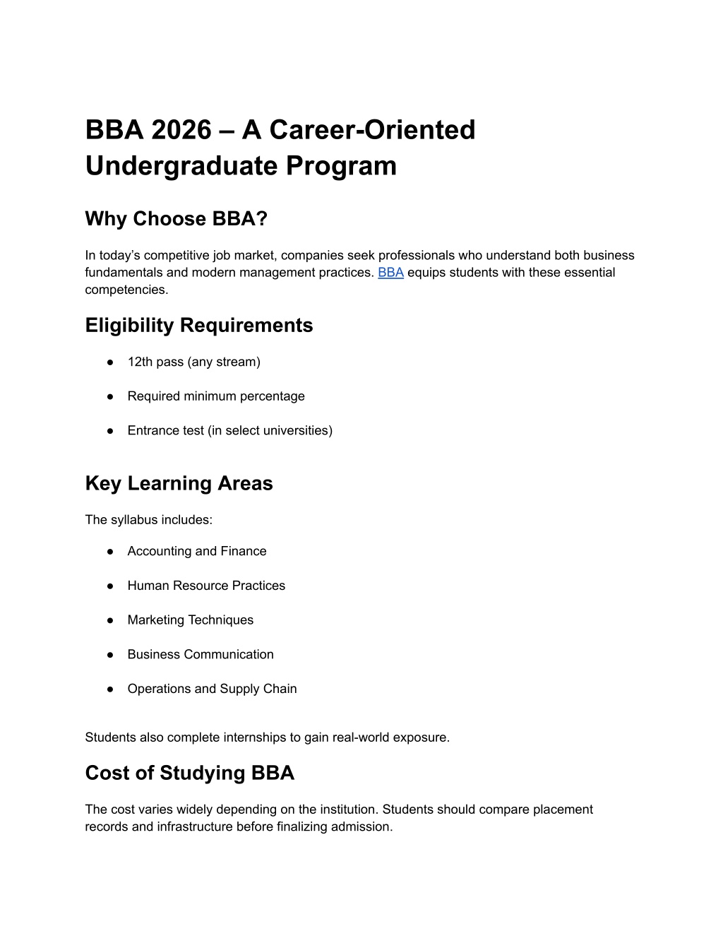 PPT - BBA 2026 – A Career-Oriented Undergraduate Program PowerPoint ...