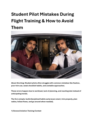 Student Pilot Mistakes During Flight Training and How to Avoid Them