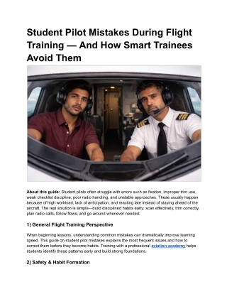 Student Pilot Mistakes During Flight Training — And How Smart Trainees Avoid Them