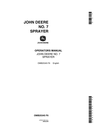 John Deere No.7 Sprayer Operator’s Manual Instant Download (Publication No.OMB25345)