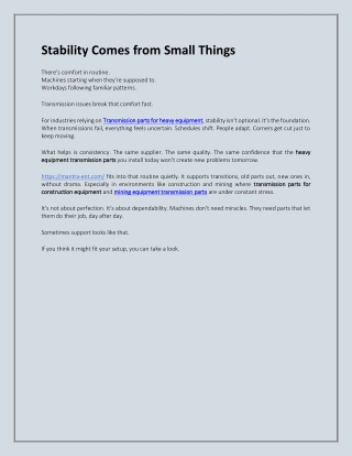 Stability Comes from Small Things