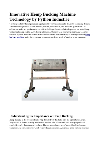 Innovative Hemp Bucking Machine Technology by Python Industrie(1)