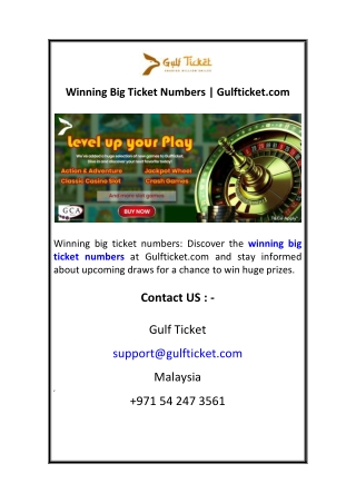 1 Winning Big Ticket Numbers  Gulfticket.com