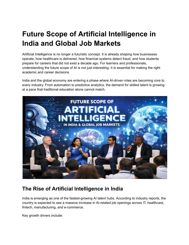 PPT - Future Scope of Artificial Intelligence in India and Global Job ...