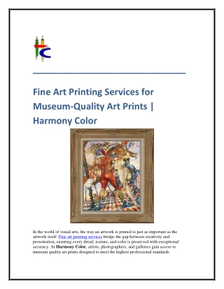 Fine Art Printing Services for Museum-Quality Art Prints Harmony Color