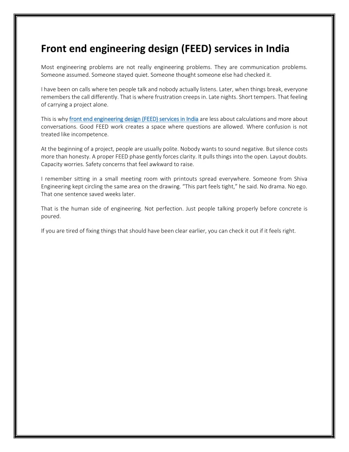 PPT - Front end engineering design (FEED) services in India PowerPoint ...