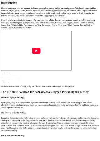 The Ultimate Solution for Sacramento Clogged Pipes: Hydro Jetting