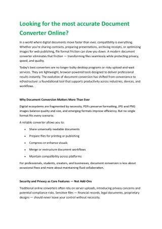 Looking for the most accurate Document Converter Online